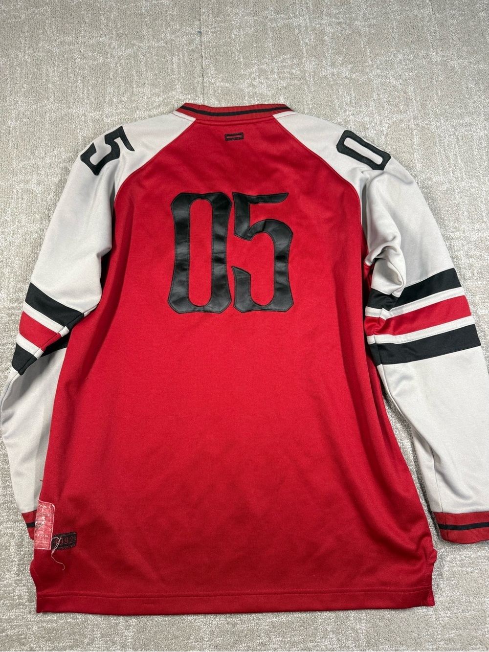 Vintage Y2K FUBU Long Sleeve Red Gray Jersey Made in Korea Size XL - Picture 7 of 7